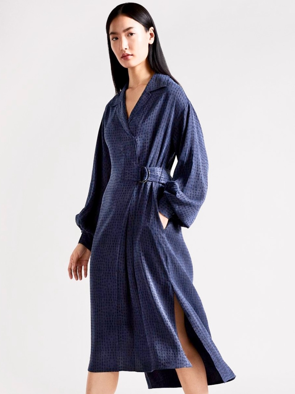 Ted Baker Sammie balloon sleeve polkadot belted wrap midi dress size 10